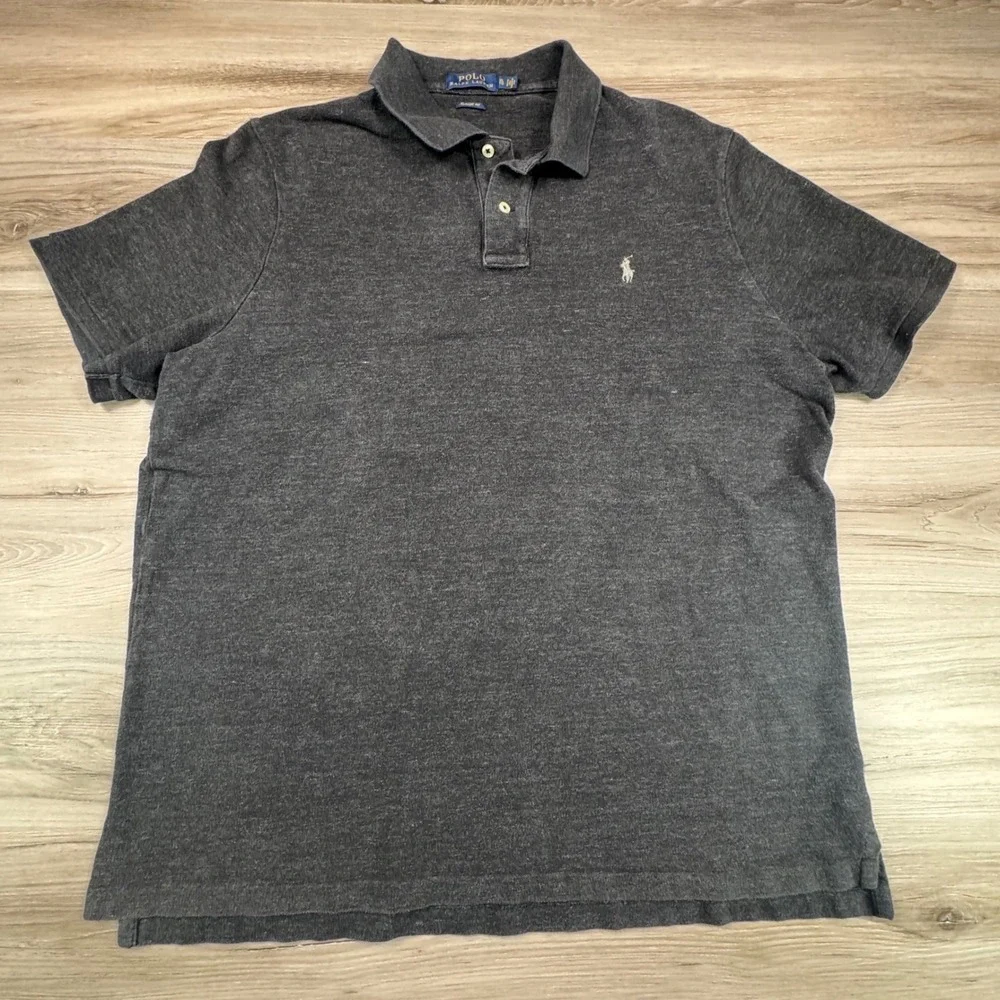 Polo Ralph Lauren Mens XL Classic‎ Fit Short Sleeve Polo Shirt Gray Cotton